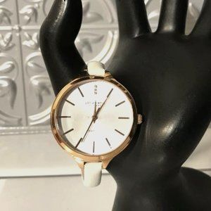 Johan Eric Rose Gold-Tone Watch with White Wrist Band